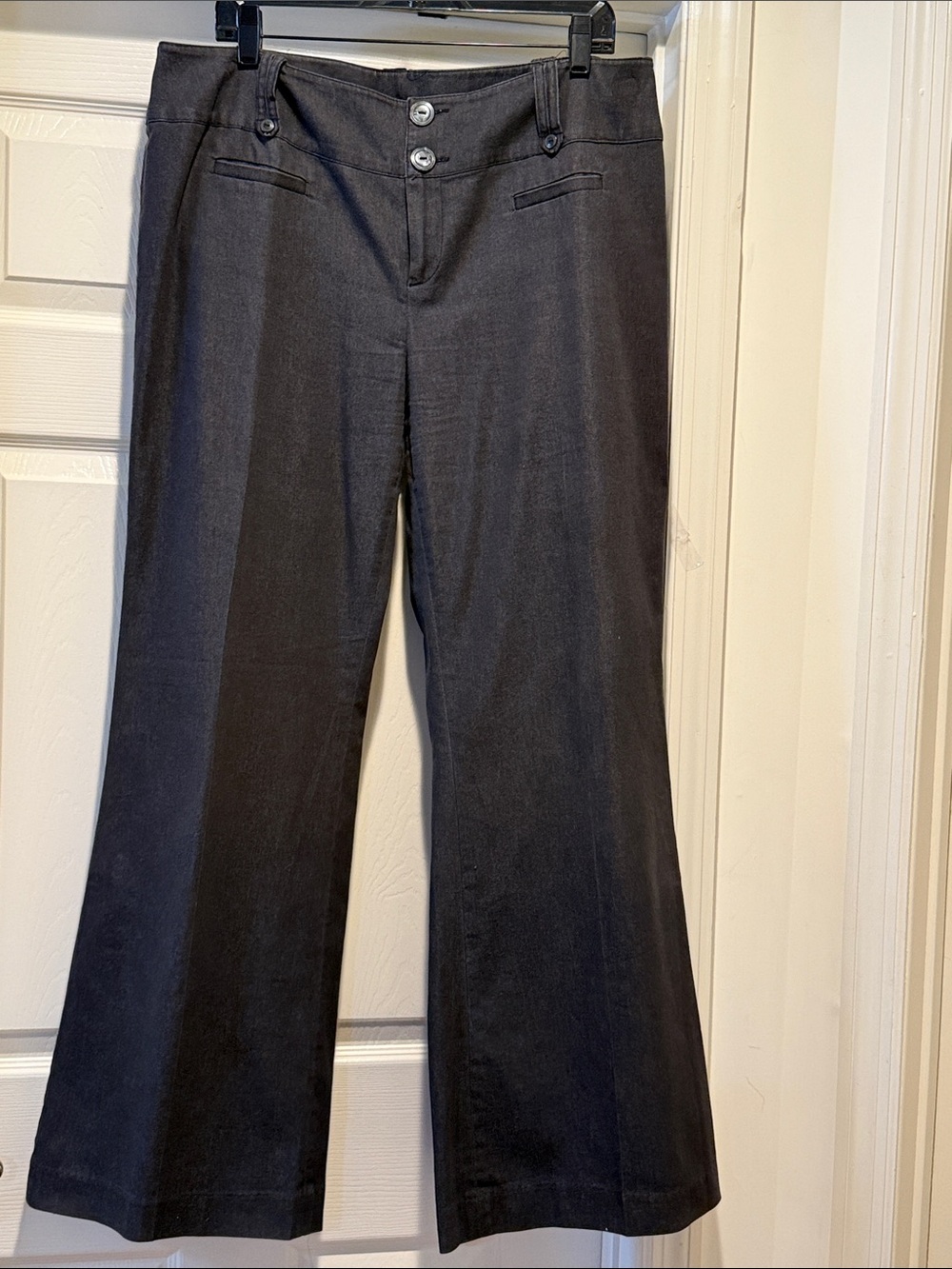 Wide Leg Dk Gray Hip Hugger Trendy Preppy Old Money Fall Work Office Trouser 14